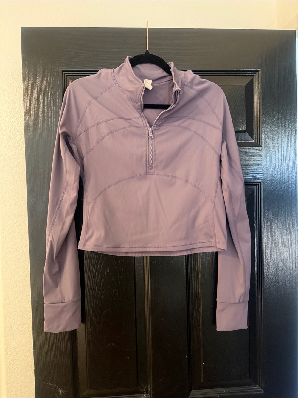 Cropped Lavender Quarter-Zip Performance Hoodie